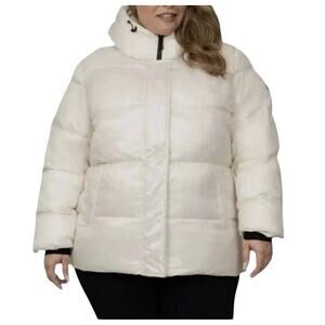 Two By Vince Camuto Womens White Hooded Puffer Jacket XXL